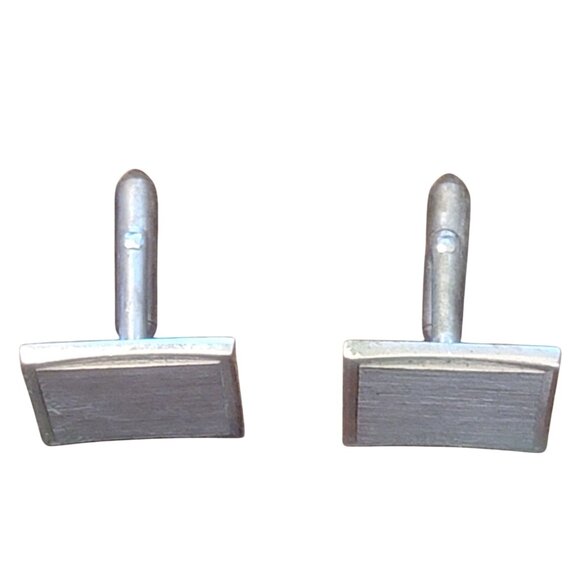 Vintage Swank Brushed Silver-Tone Square Cufflinks 1960's - Picture 2 of 6